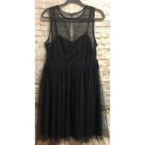NEW! LC LAUREN CONRAD BLACK MIDNIGHT GARDEN TULLE DRESS FIT/FLARE SIZE 8 $68